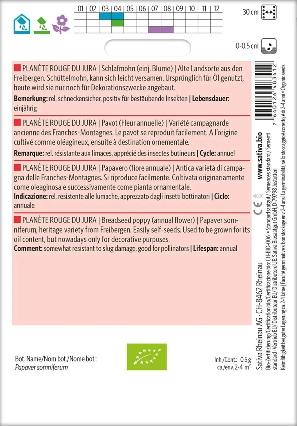 Fiore Annuale -Papavero Bio Planète Rouge Du Jura 2 Fiore Annuale -Papavero Bio Planète Rouge Du Jura - immagine 2
